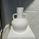 Handcrafted terracotta vase painted white with double handles h:40 d:30