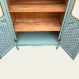 Vintage grey-green glass cabinet from the 1960s.