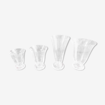Daum crystal, service 12 glasses water, 12 glasses wine, 12 glasses port, 12 flutes 1950 vintage