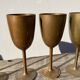 Copper brass stemmed glasses