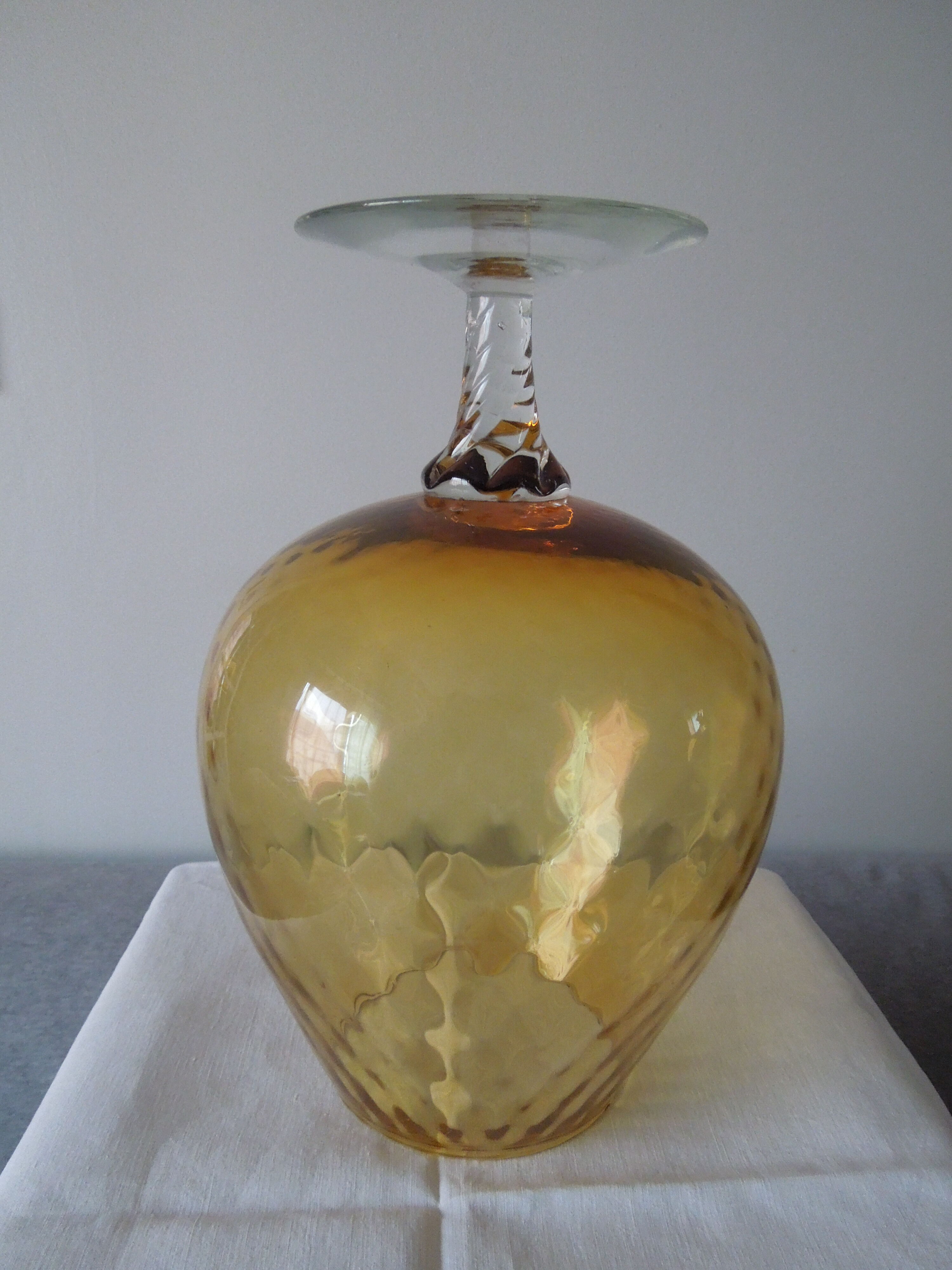 Glass ball foot vintage ochre