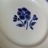 4 assiettes plates anciennes Badonviller rose bleu