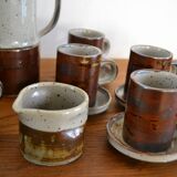 Vintage enameled stoneware coffee service made in Japan 60s