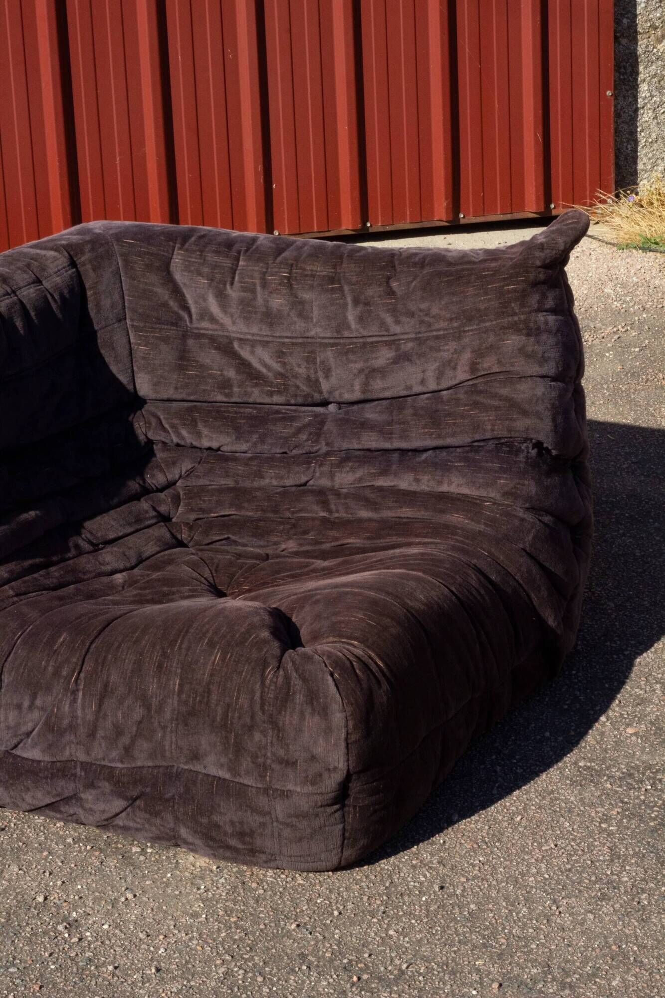 Togo aubergine corner armchair by Michel Ducaroy for Ligne Roset