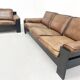 Brown leather sofa set Leolux