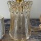 Vintage amber glass walking lamp electrified to nine