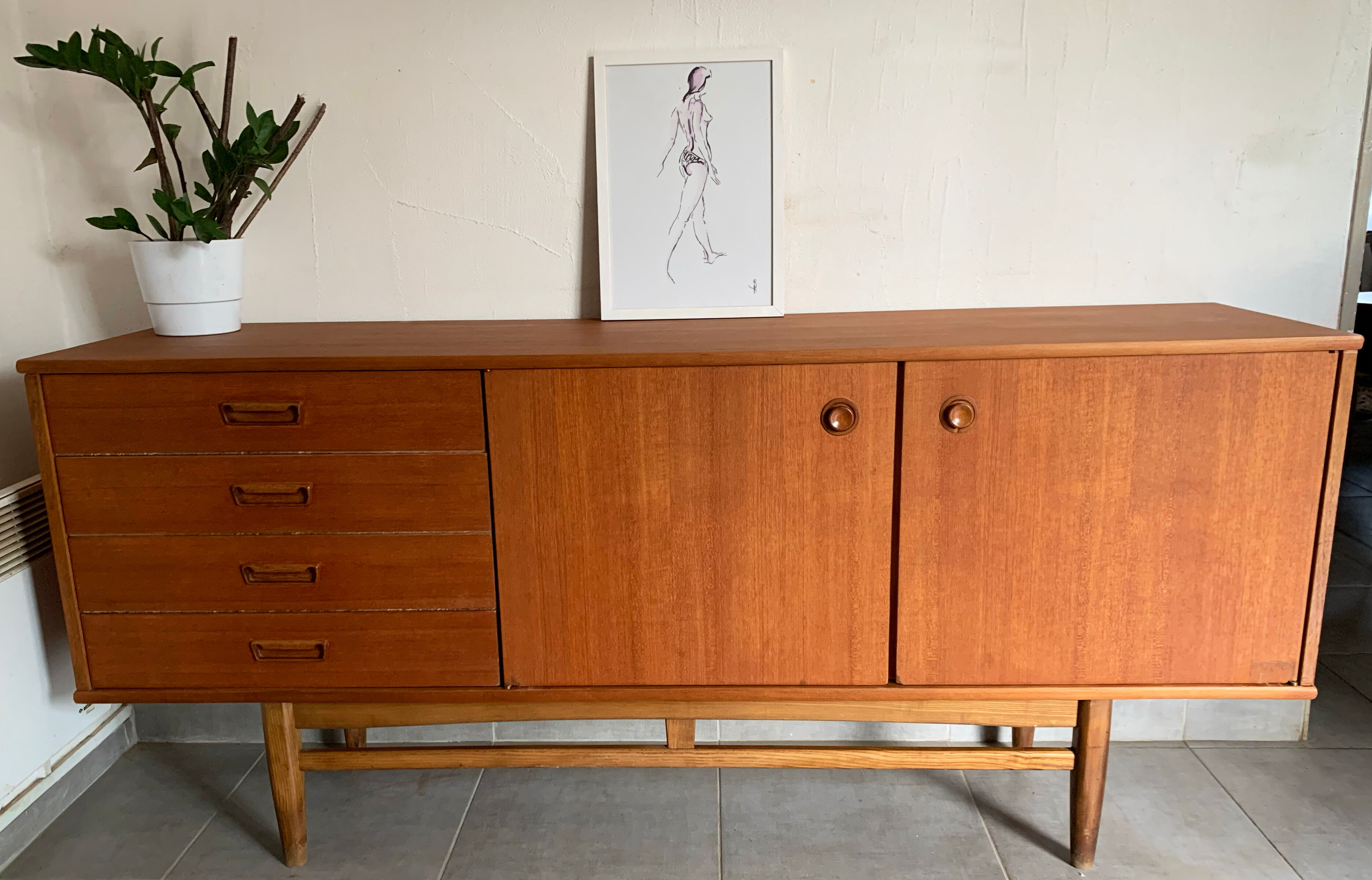 Vintage Scandinavian enfilade from the 60s in teak