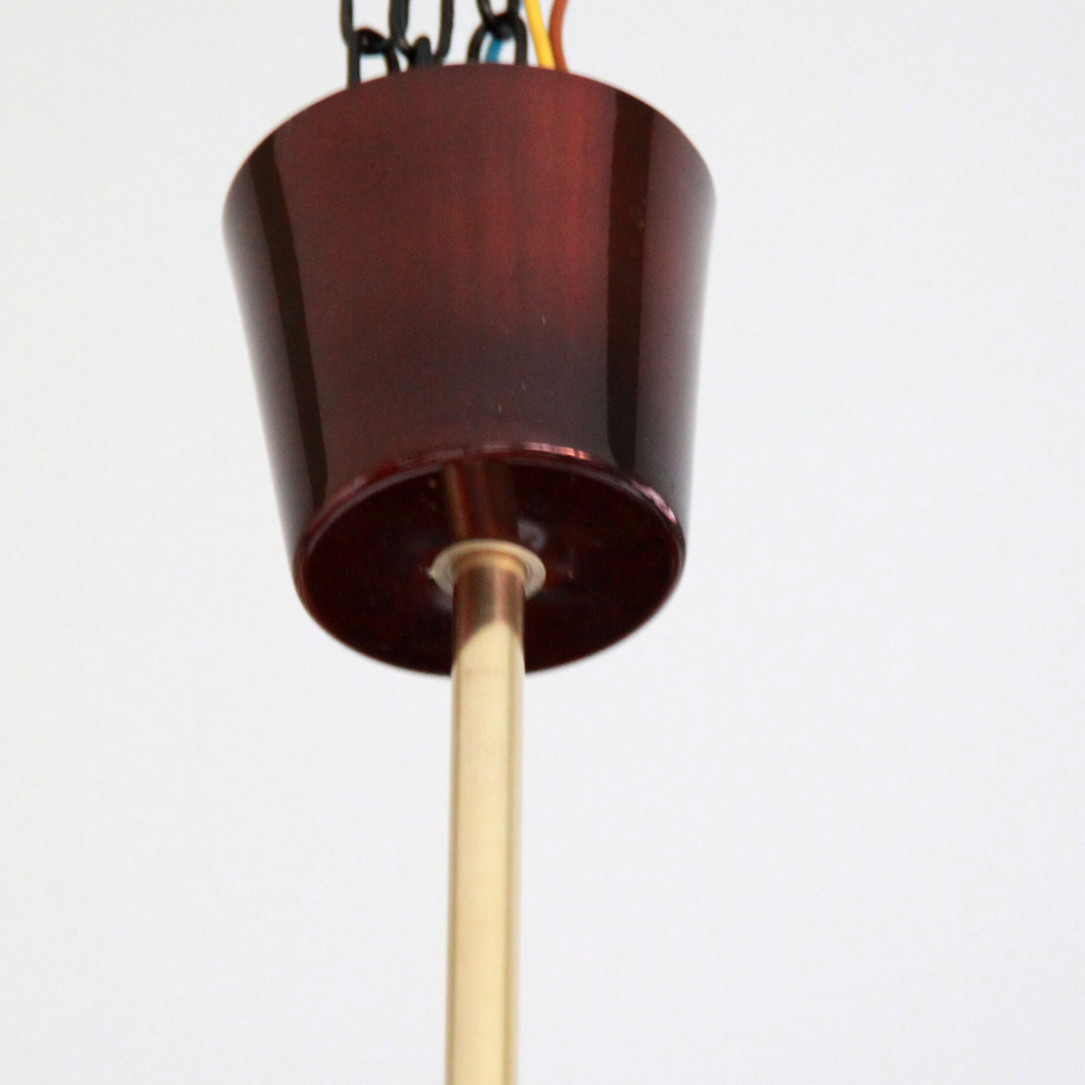 Chandelier 1970 brass gilded globes smoked glass italian