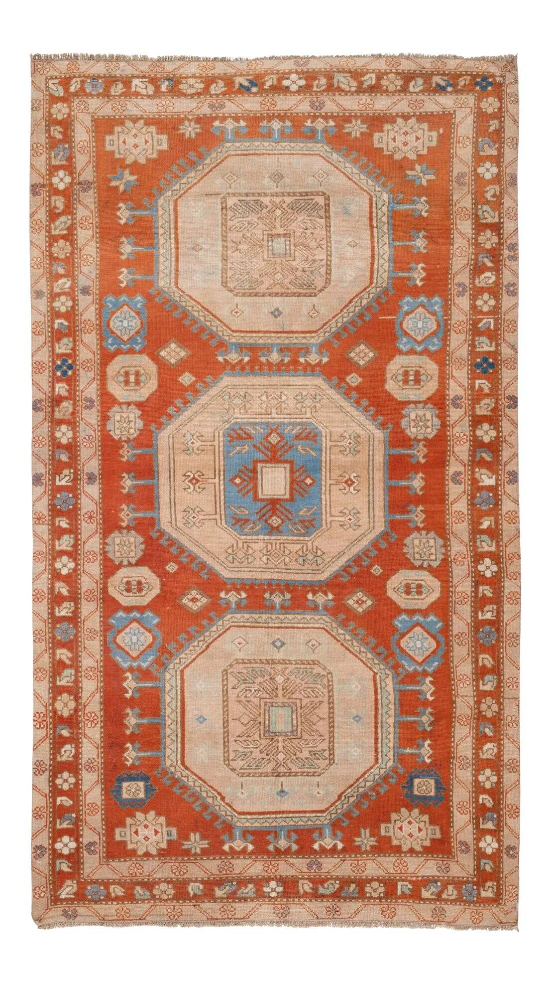 Vintage handmade Turkish rug 125x218 cm