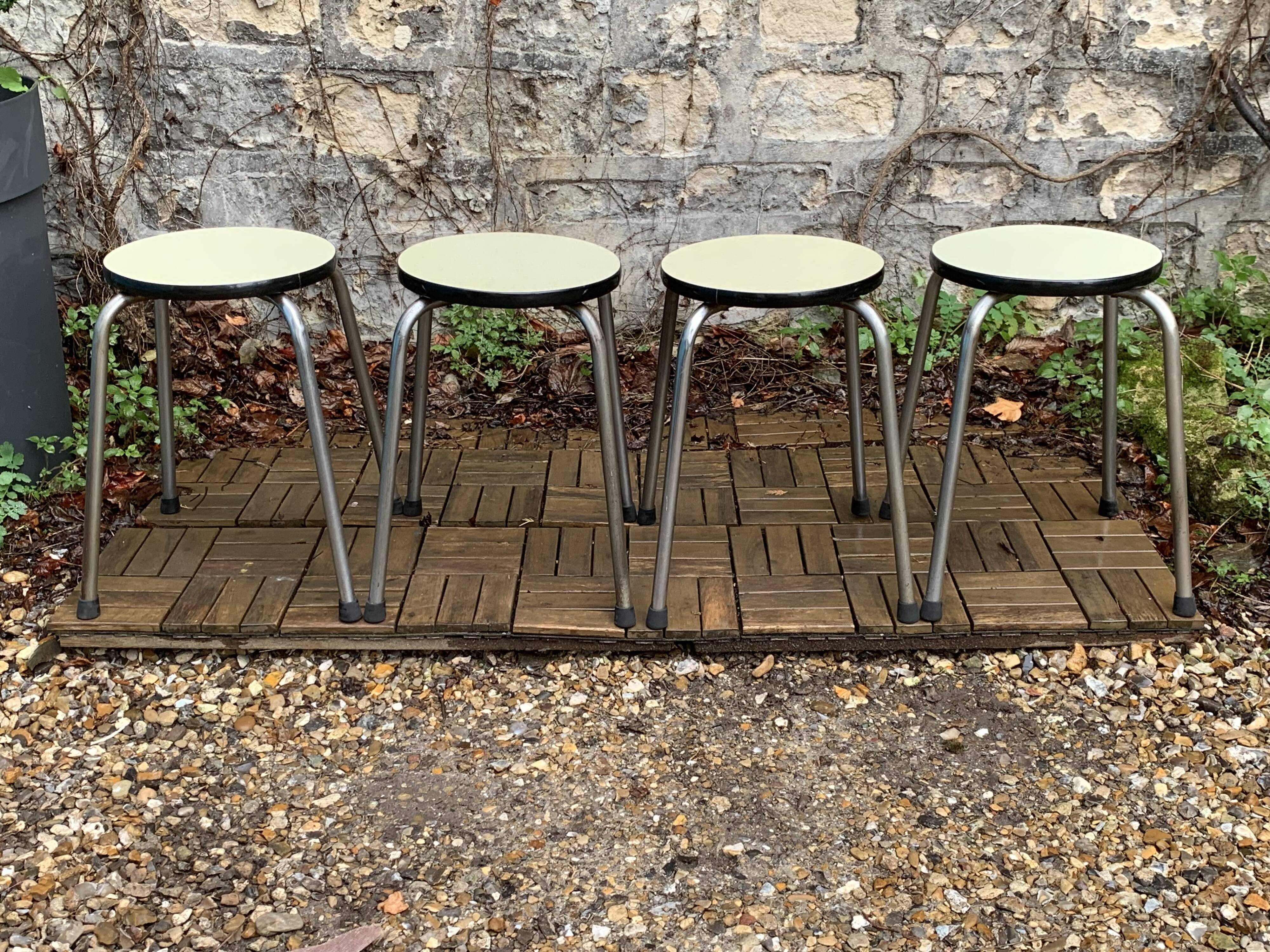Vintage stackable stools Formica beige 1960