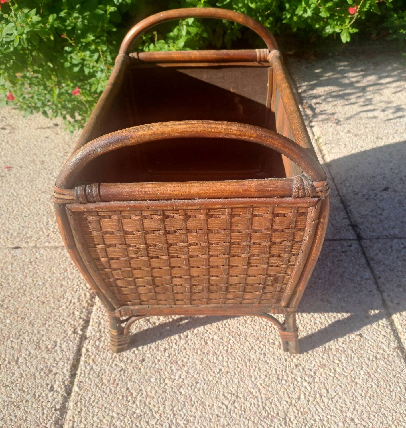 Rattan magazine rack