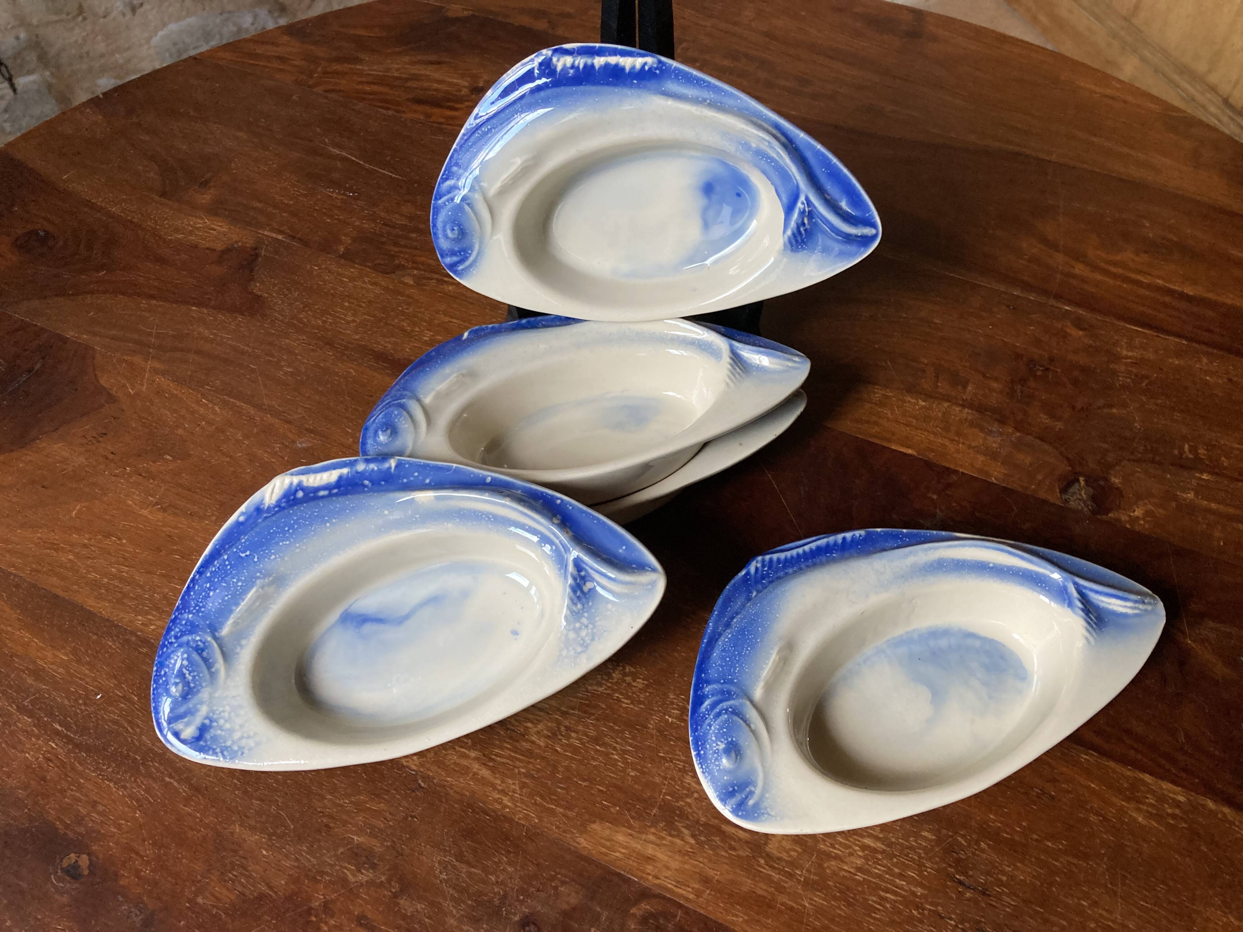 Ceramic fish ramekins signed Charles Amand