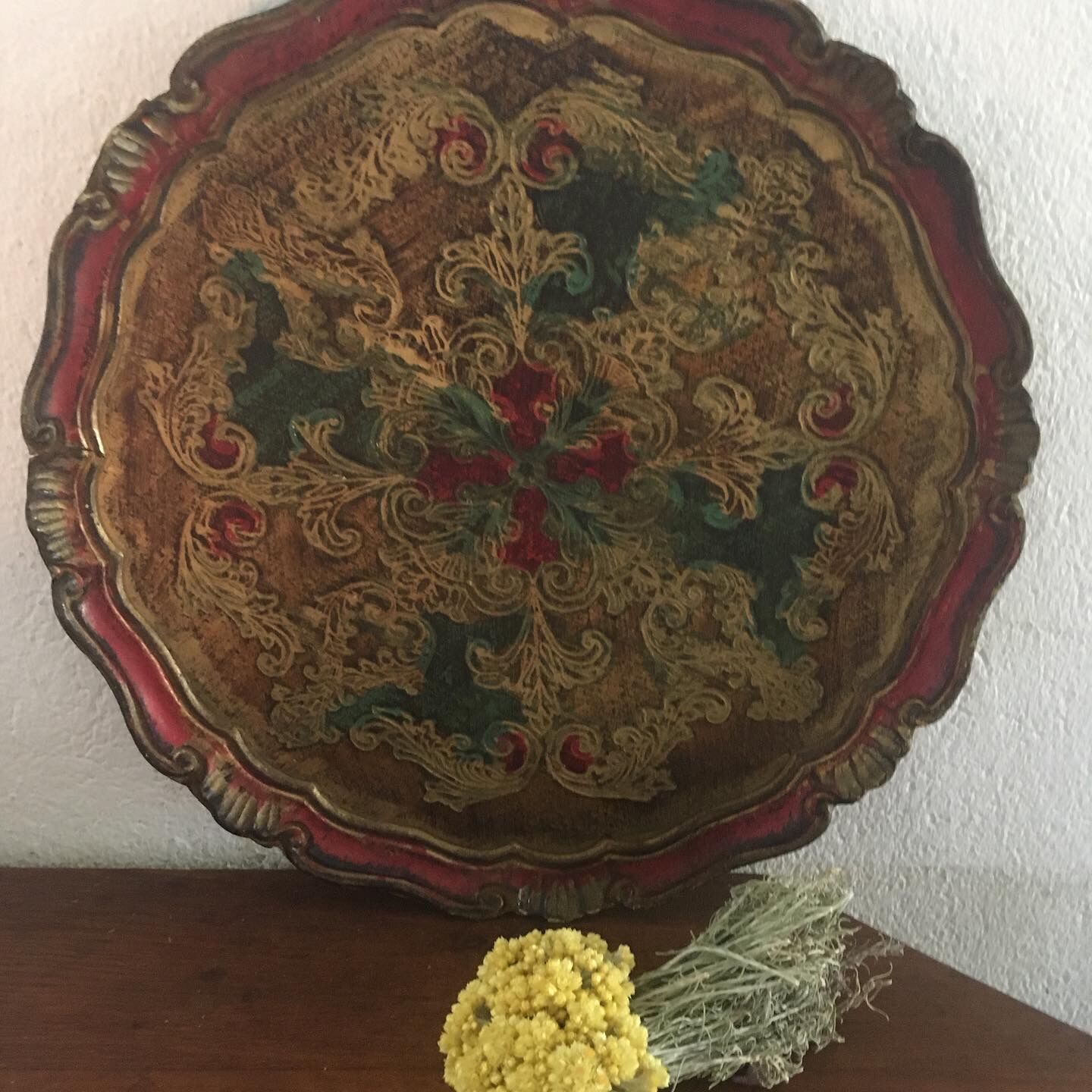 Florentine style wooden tray