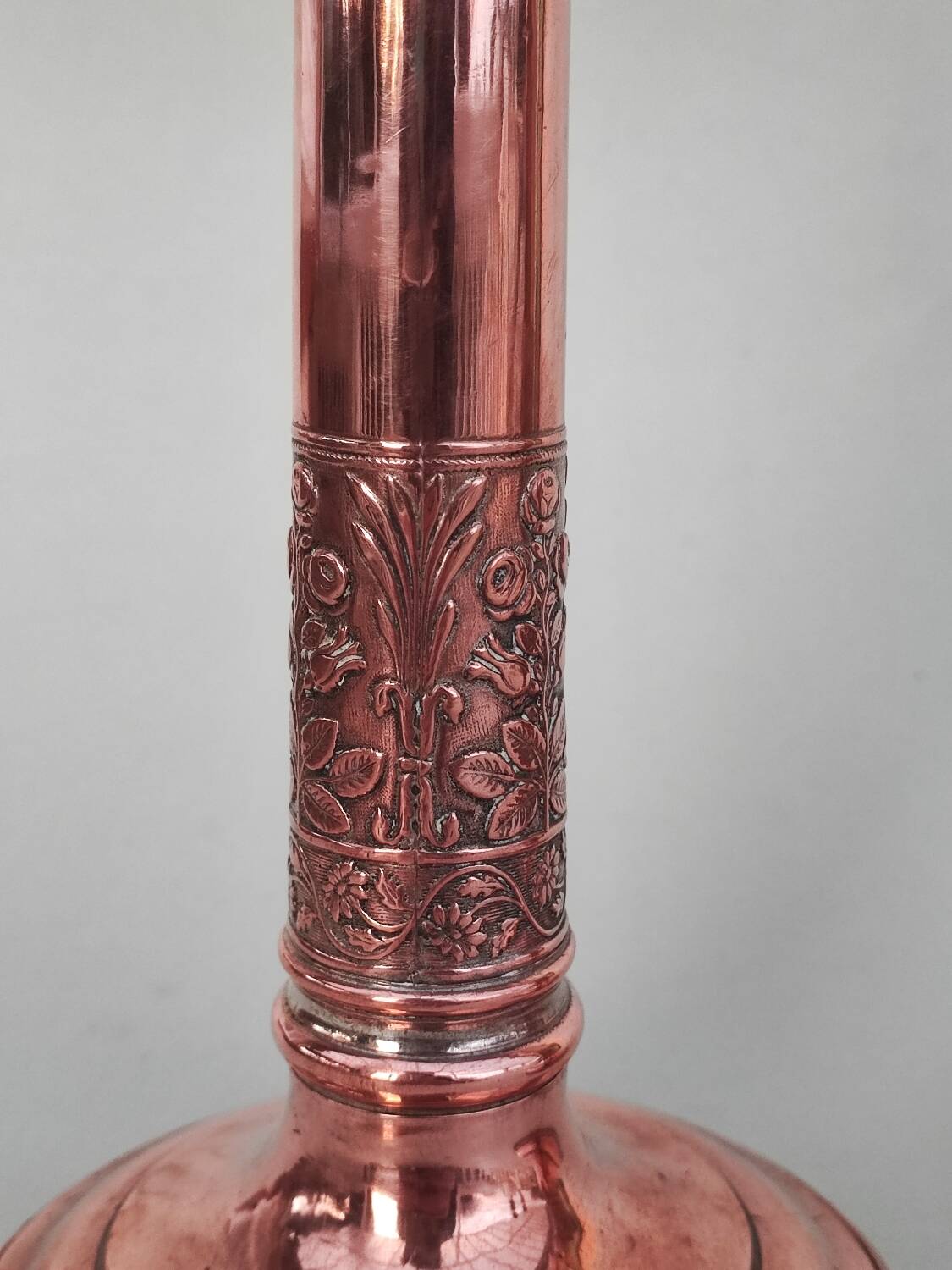 Pair of copper candlesticks