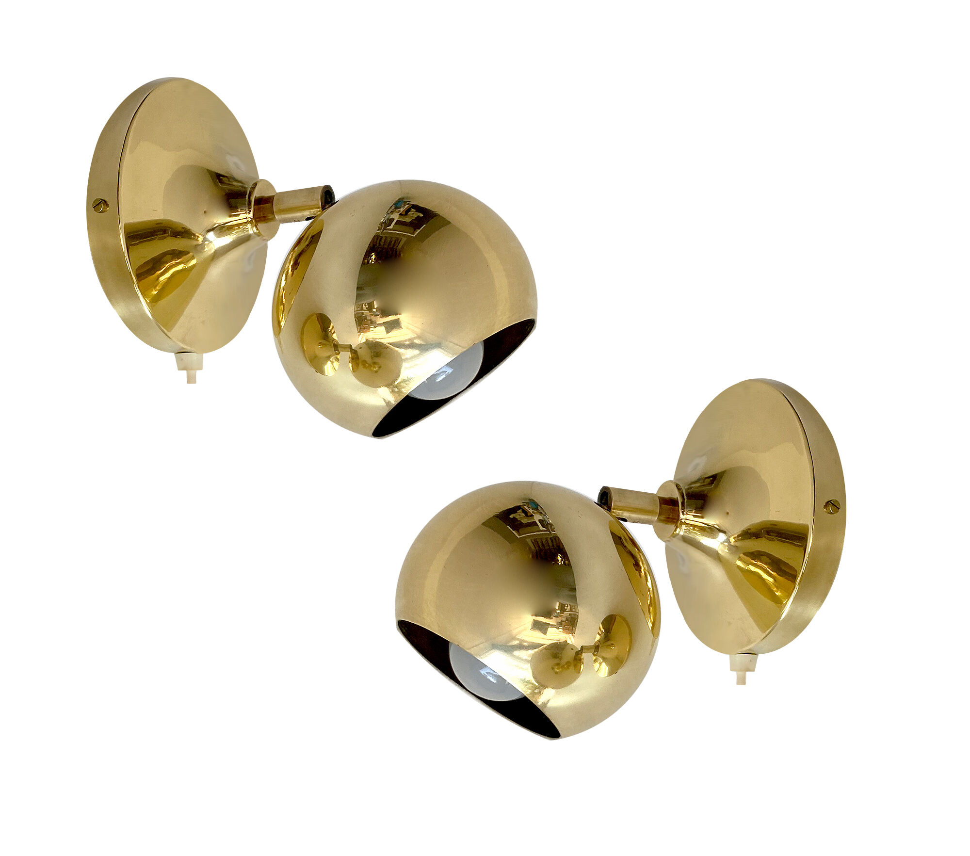 Pair Vintage Spot Wall Lamp, 60s. Brass Globe