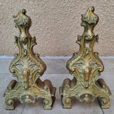Louis XV style gilded bronze andirons