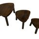 Set of 3 brutalist oak oval side or nesting tables 1970s