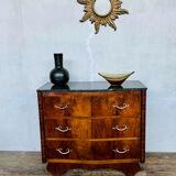 Art Deco curved chest of drawers in walnut