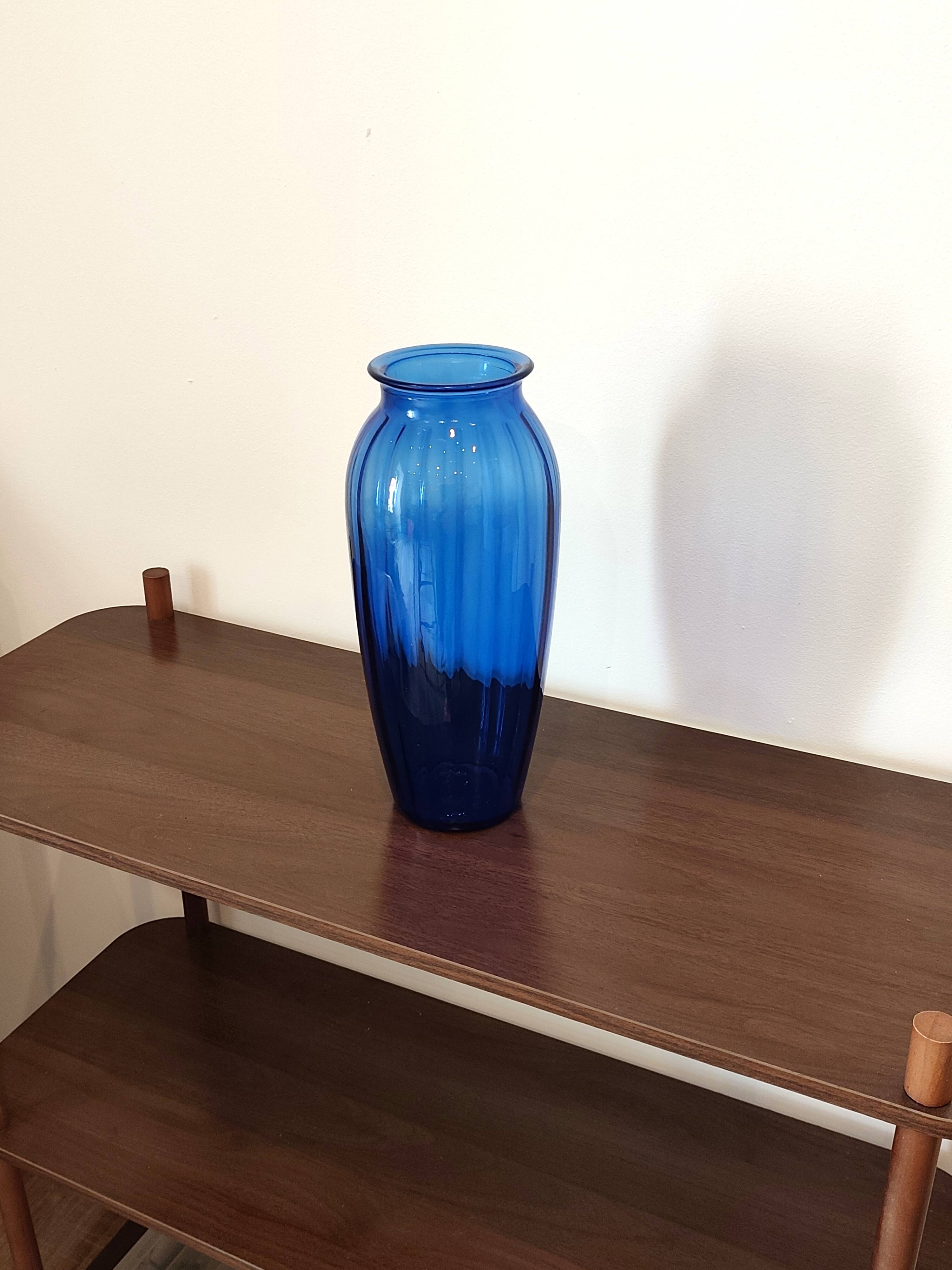 Blue glass vase