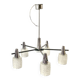 Large modernist chandelier in chromed metal and textured glass - 5 arms