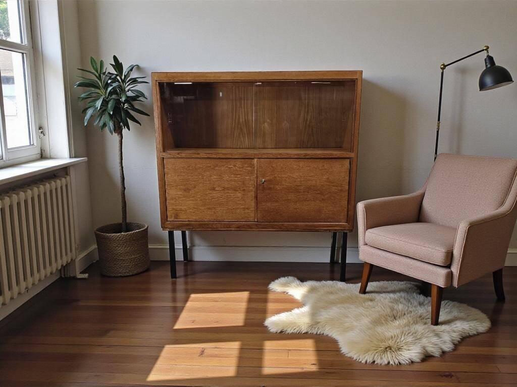 Vitrine / meuble bar / armoire vintage en bois