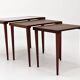 Rosewood nesting tables with ceramic tiles, Denmark, 1960s, set of 3