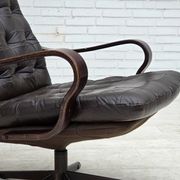 1970s, Scandinavian swivel armchair, original patchwork furniture leather.