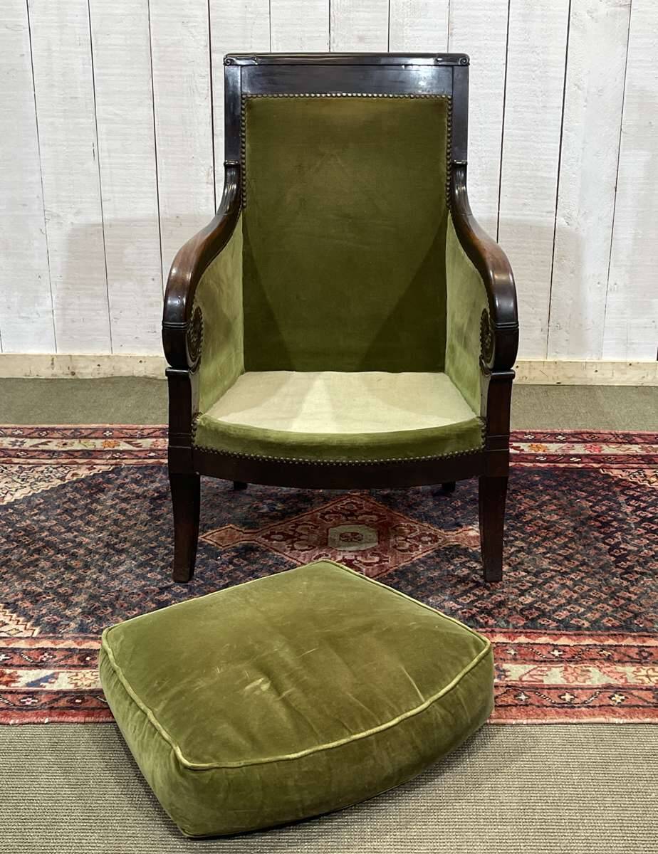 19th-century bergère in mahogany