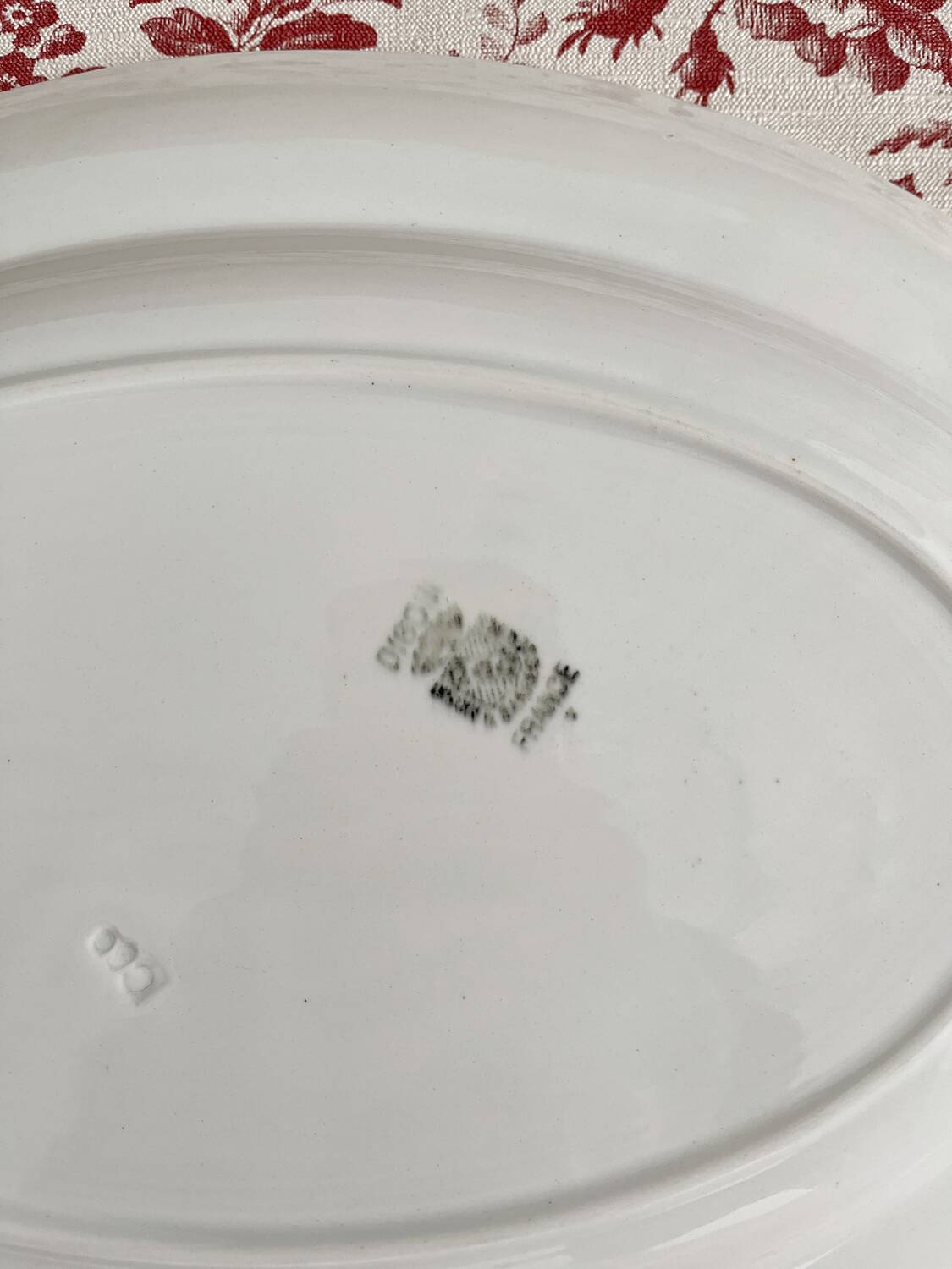 Oval white ironstone dish from Digoin and Sarreguemines
