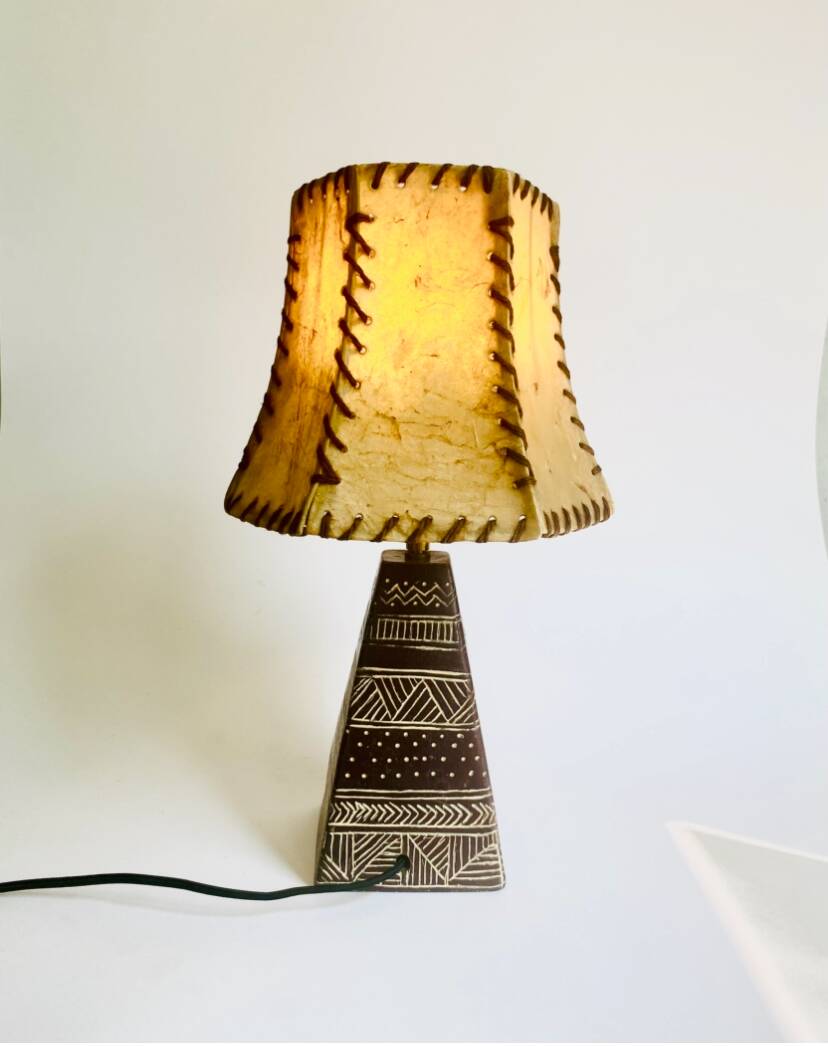 Lampe terre scarifiée, câble 2 M tissu, abat-jour