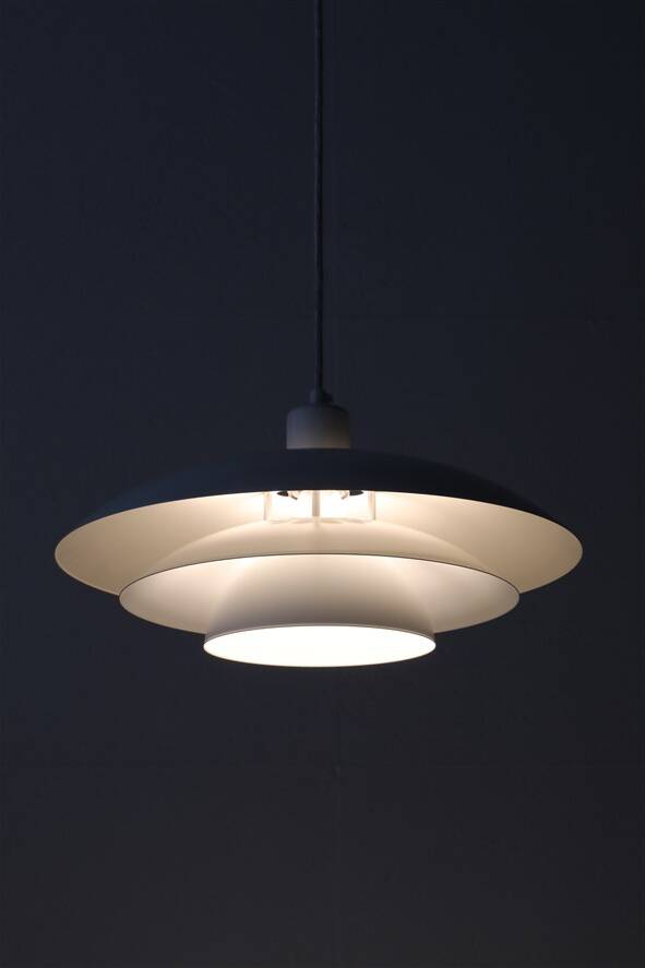 White Danish modern design multilayer pendant lamp / 1970s