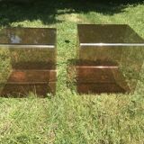 Pair of bedside tables in plexiglass smoked 70
