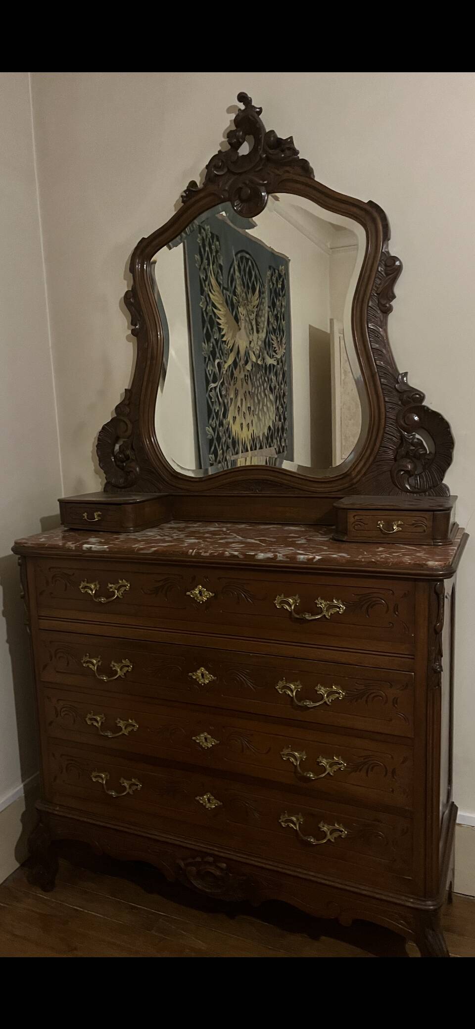 Antique chest of drawers with mirror
