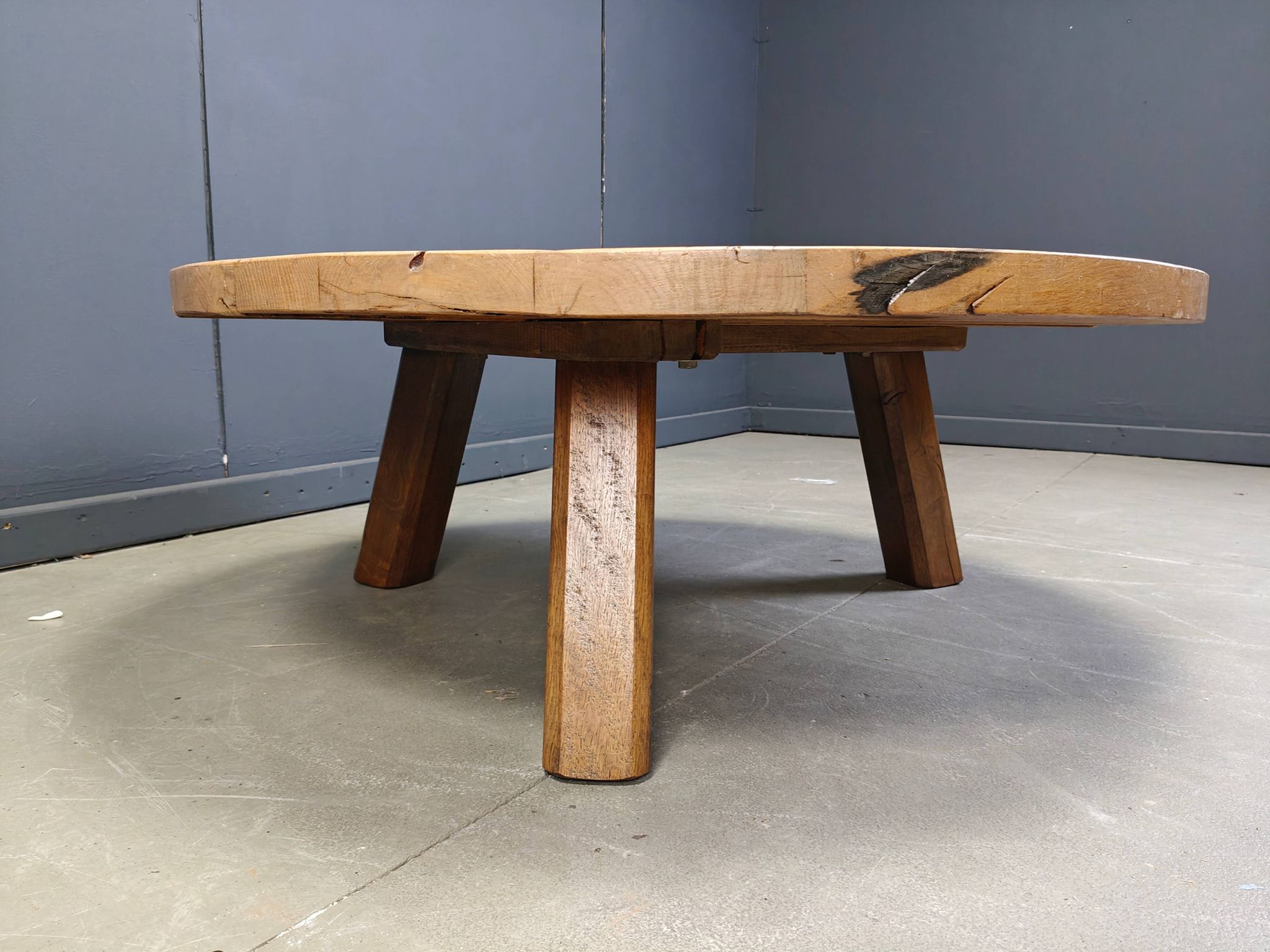 Brutalist tripod coffee table, 1960s