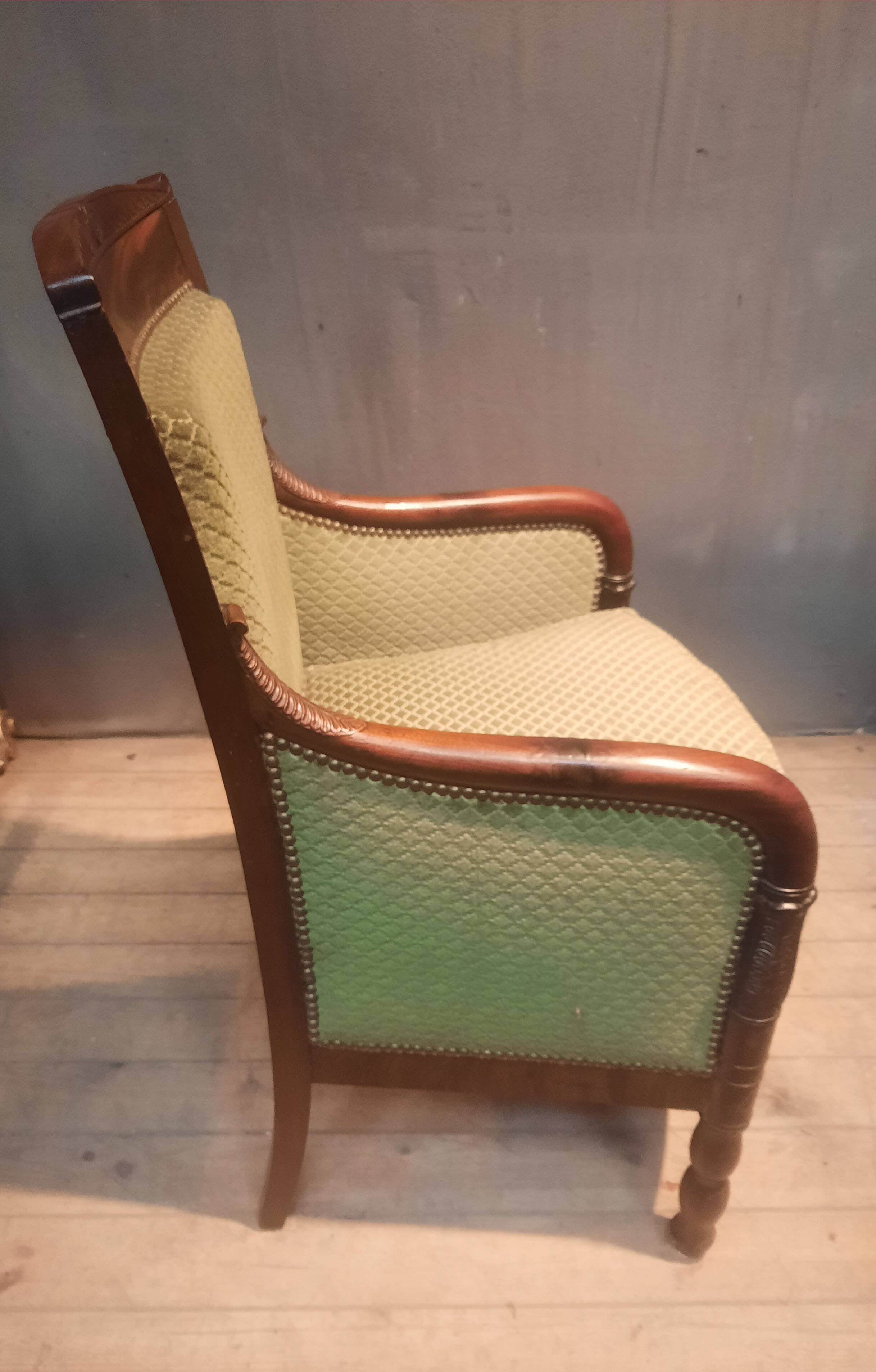 Empire period bergère in mahogany