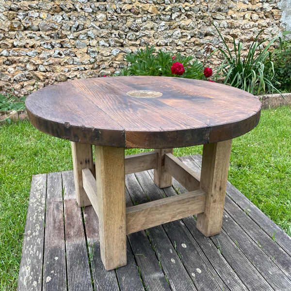 Table basse industrielle en chêne massif