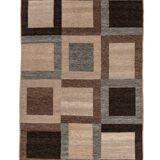 Scandinavian post modern flat weave rug by Curt Fors, signed.