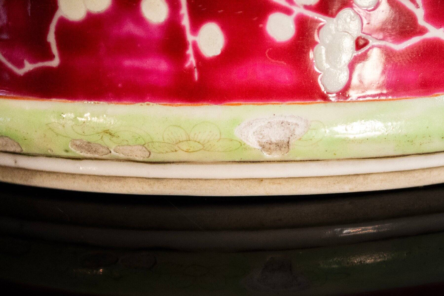 Antique porcelain vase with birds and prunus, 19th century
