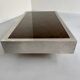 Italian coffee table in chromed metal and vintage brown glass top 70s
