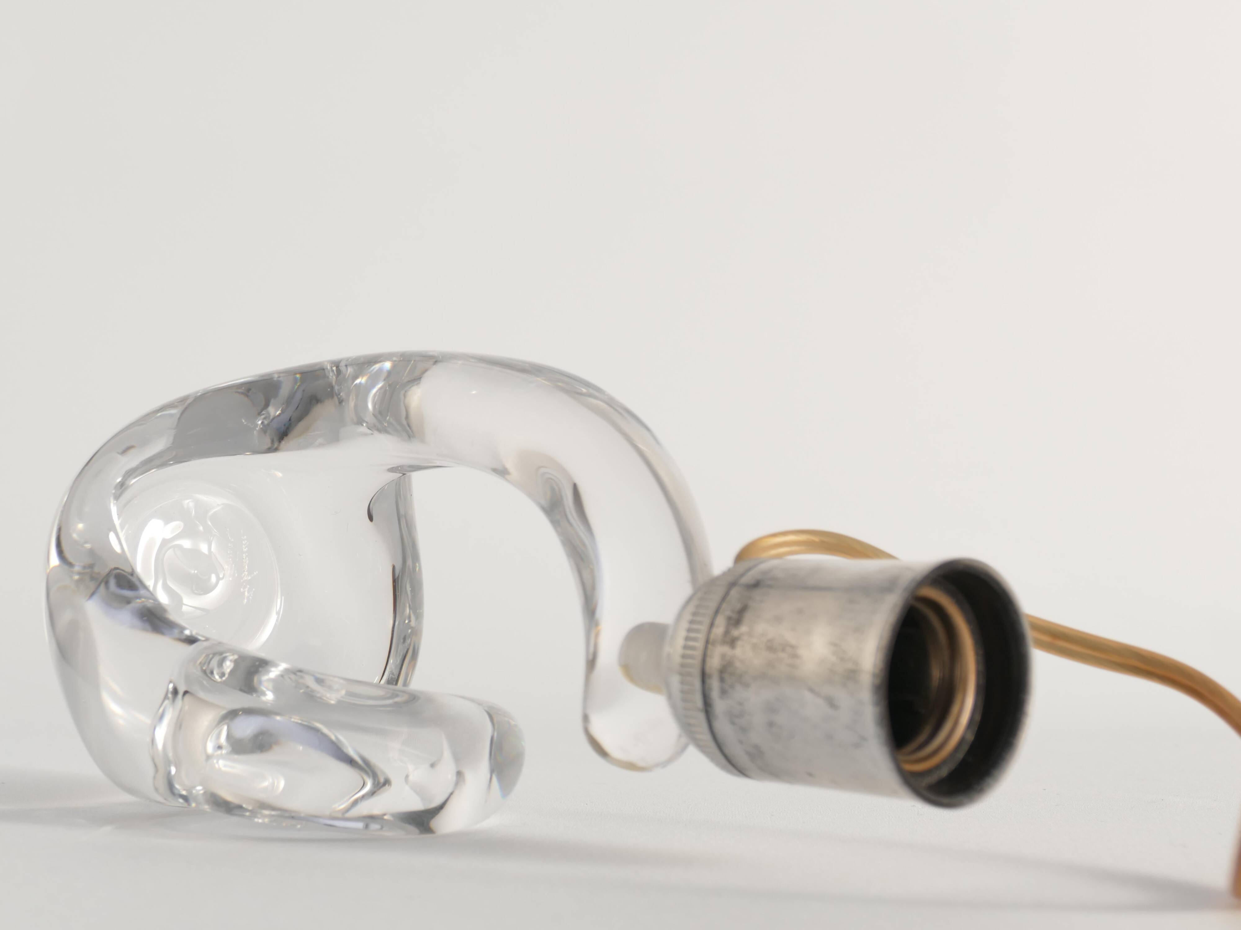 Sculptural Clear Crystal Glass Table Lamp by Schneider, France, 1950s