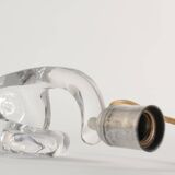 Sculptural Clear Crystal Glass Table Lamp by Schneider, France, 1950s