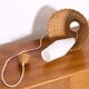 Vintage pendant light, glass & rattan