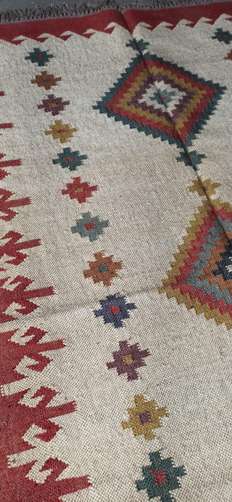 Kilim carpet in burlap and cotton - 120cm x 180cm