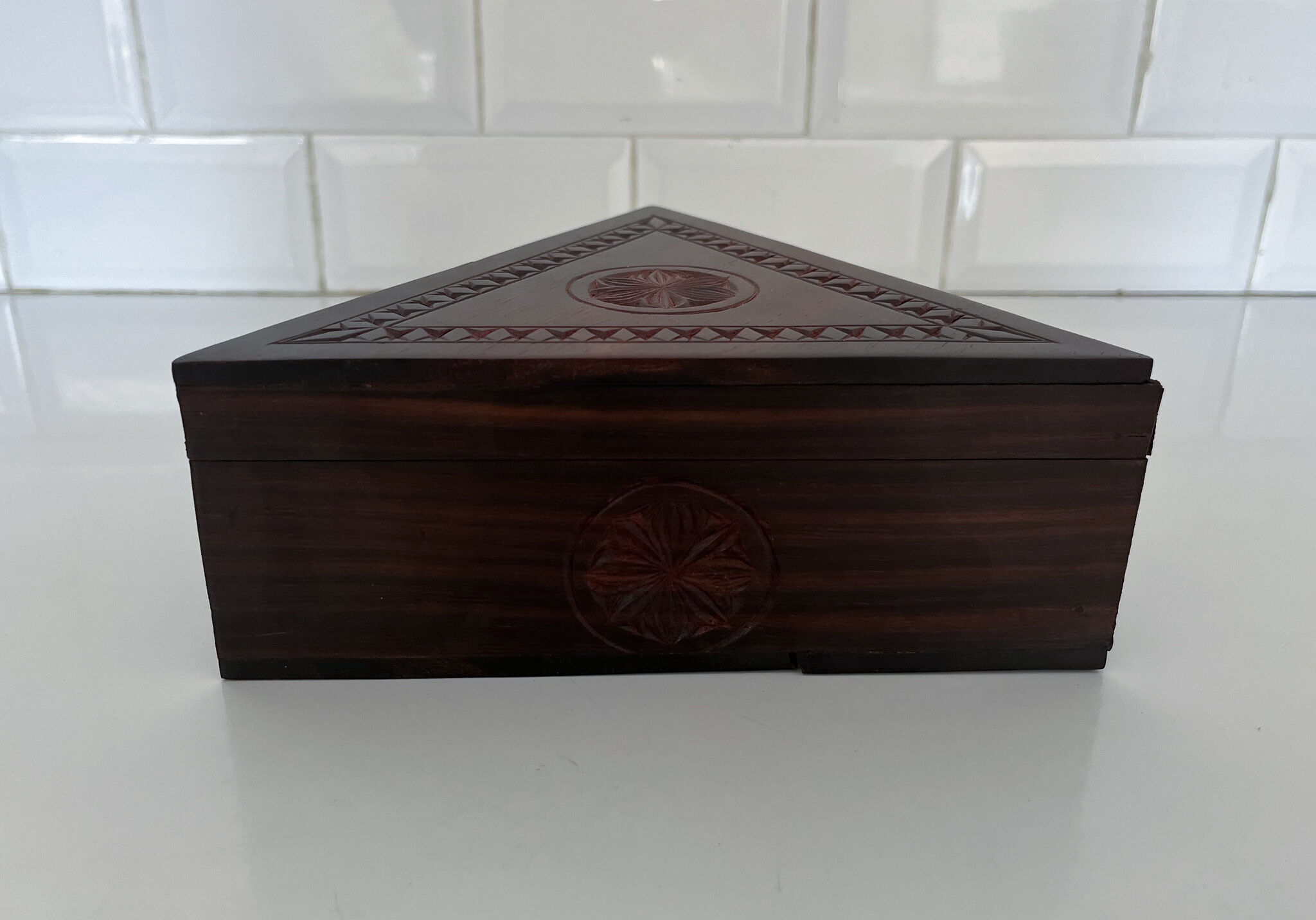 Carved wooden box