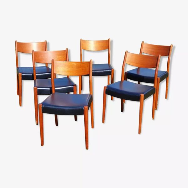 6 Chaises scandinaves en teck 1960
