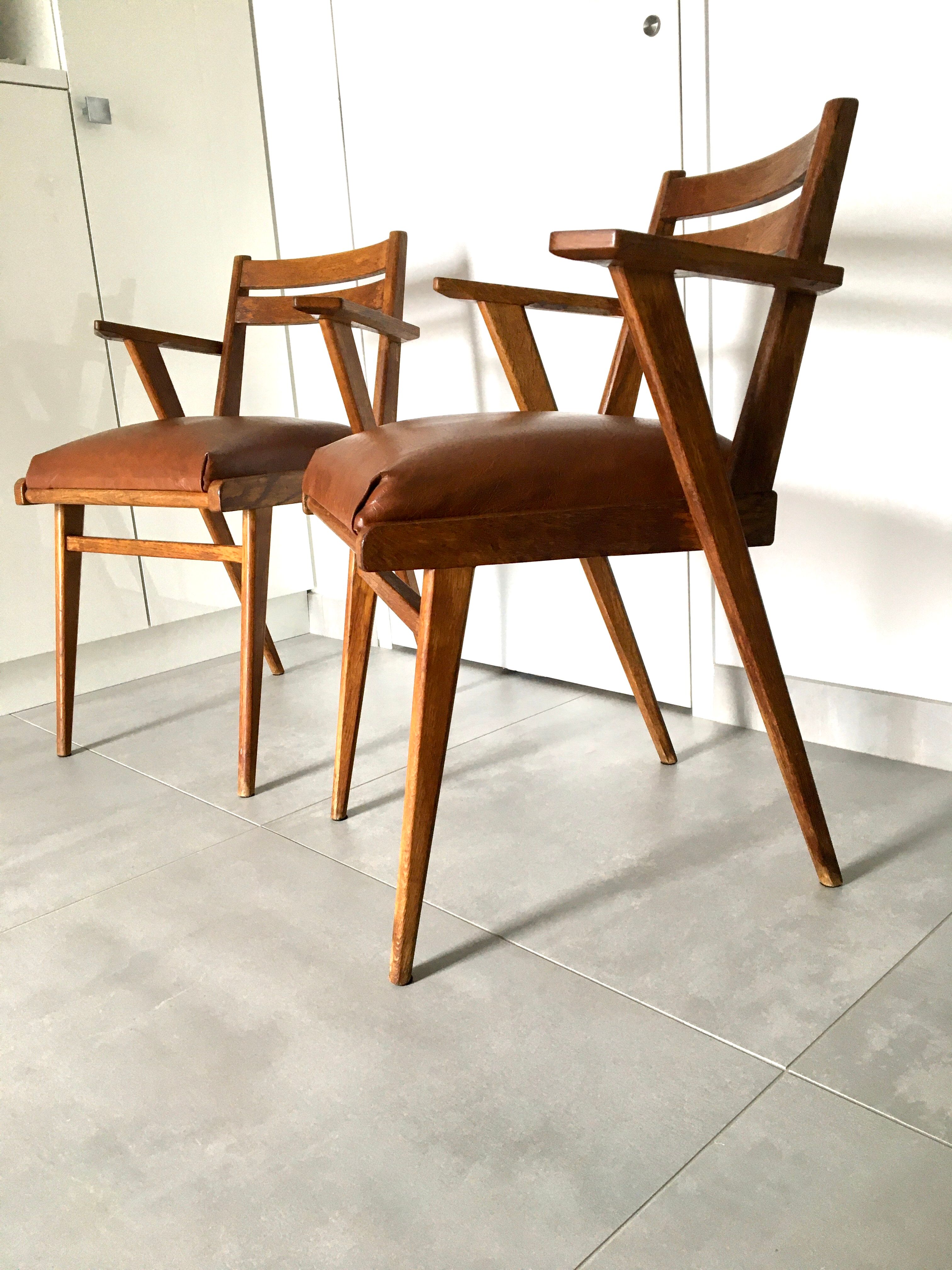 Pair of bridge armchairs 60s