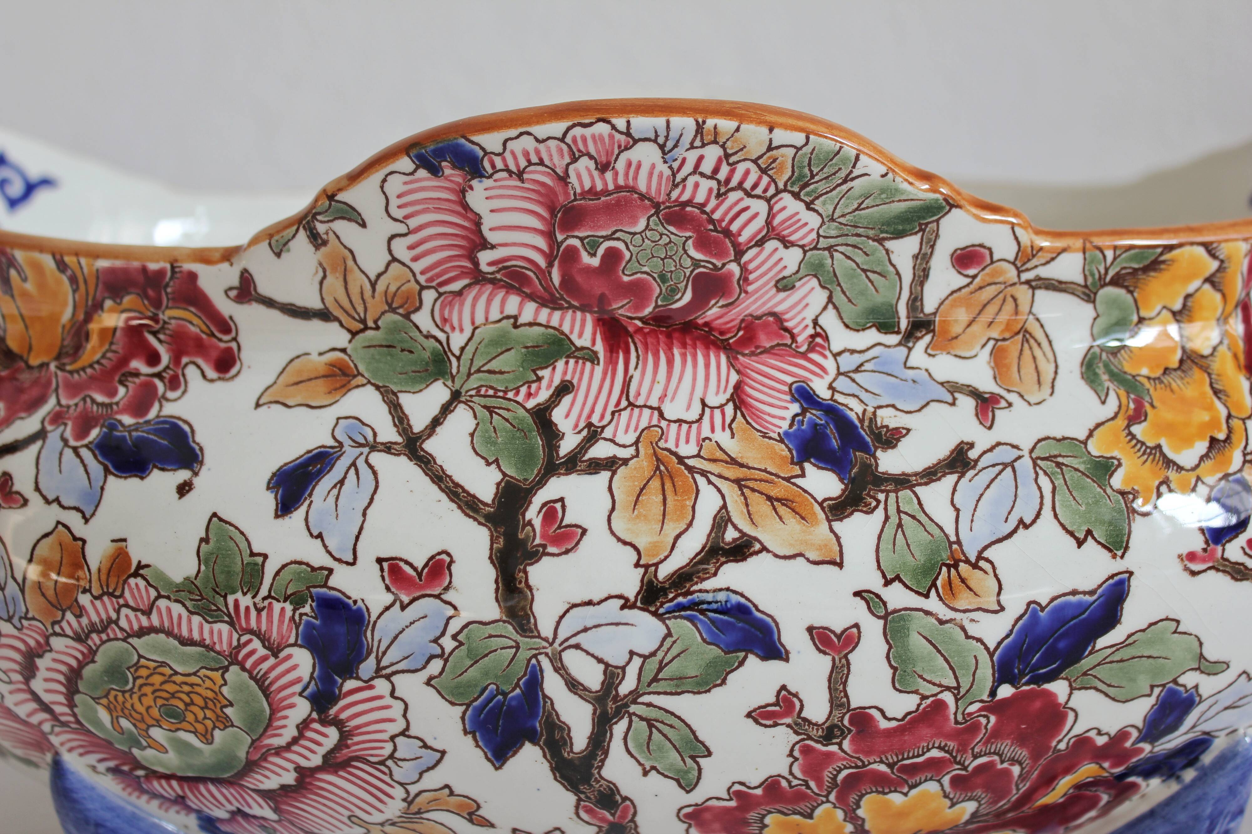 Bernard planter with handles, Peonies, Gien earthenware