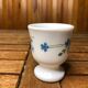 Lot de 4 coquetiers verre opalin blanc décor fleur bleu france vintage #a519