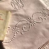 Drap ancien en lin et coton teinté en baby rose