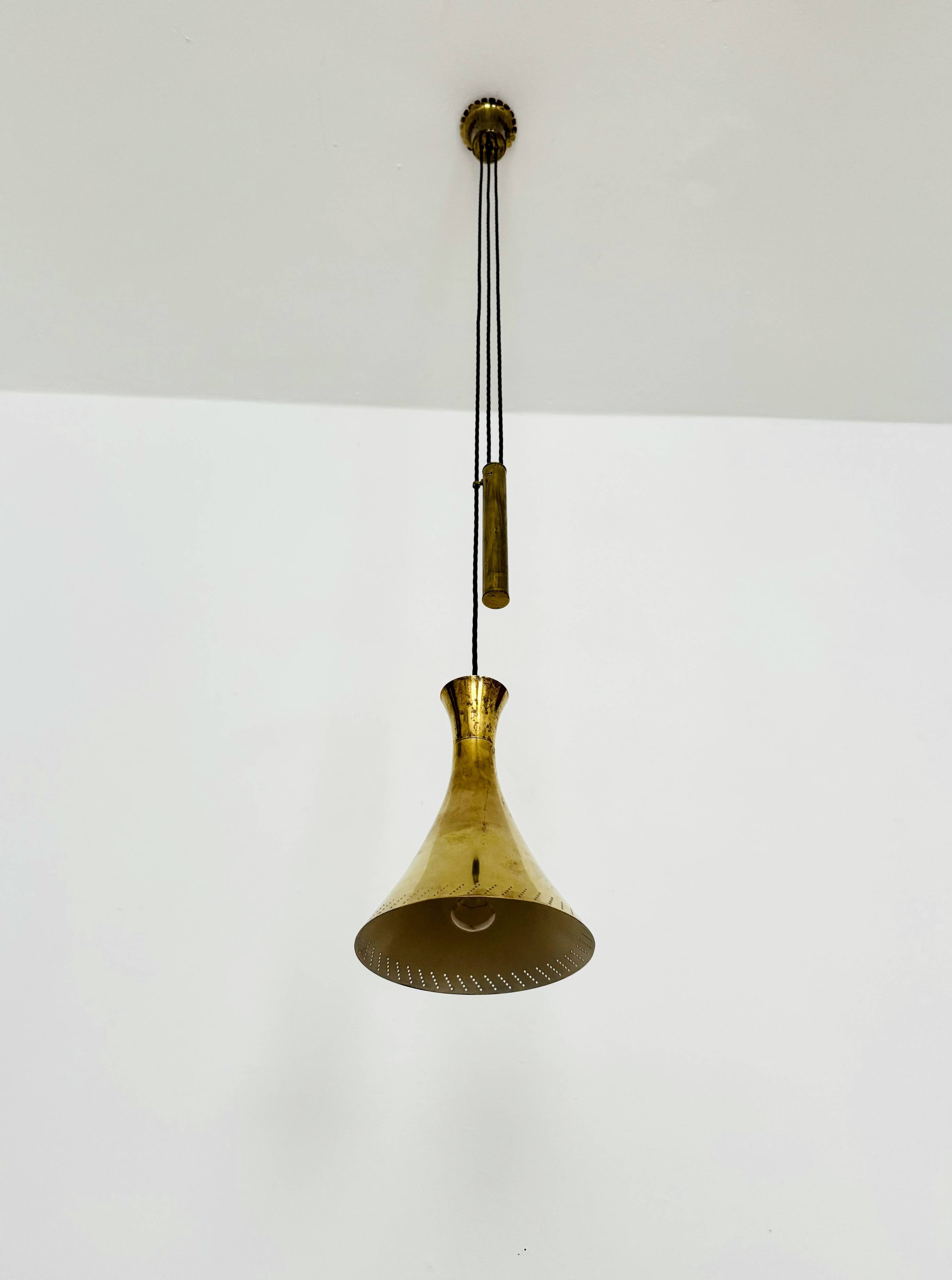 Adjustable Brass Pendant Lamp with Counterweight
